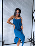 Long dress with crossed straps - dark turquoise